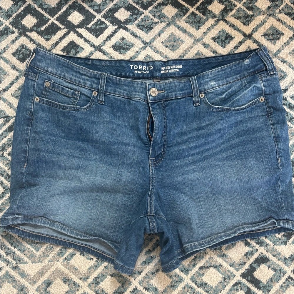 Torrid Blue Jean Shorts Distressed Cut-Off Style